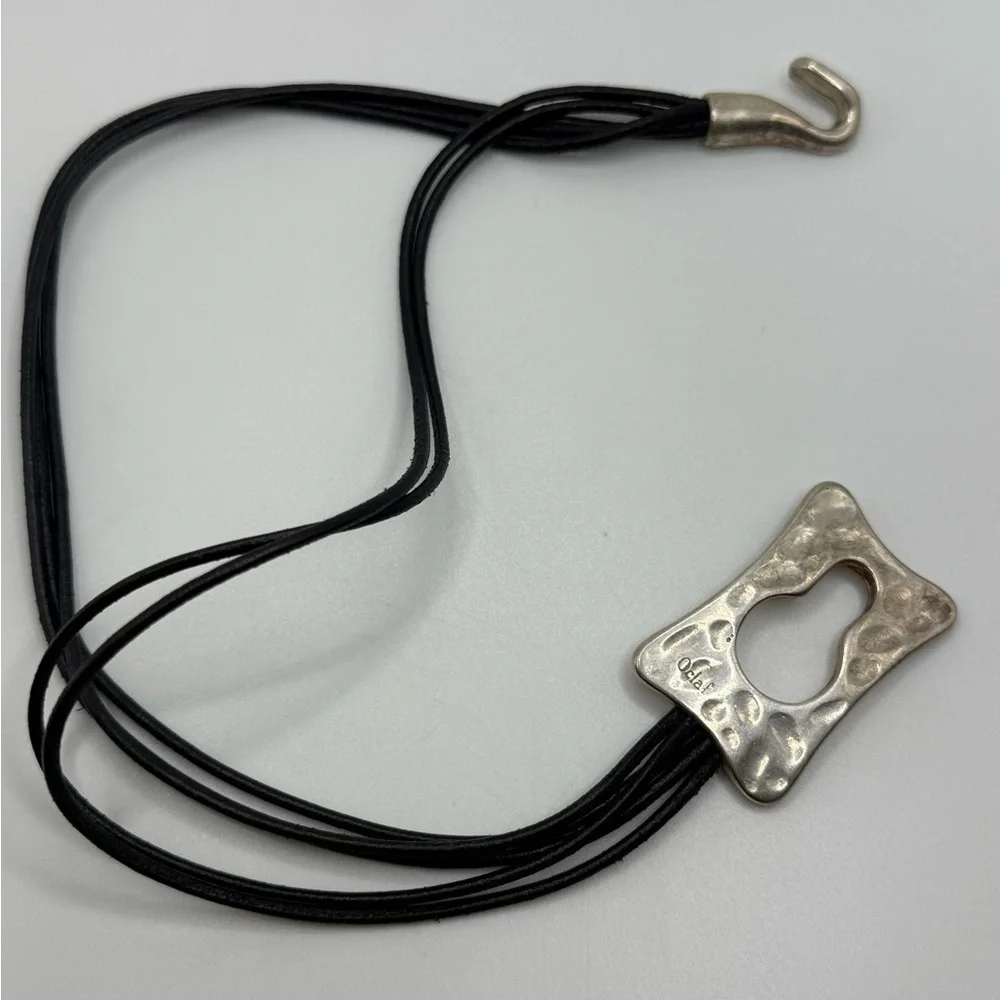 Vintage Oclaf Multistrand Leather and Silver Plated Bracelet